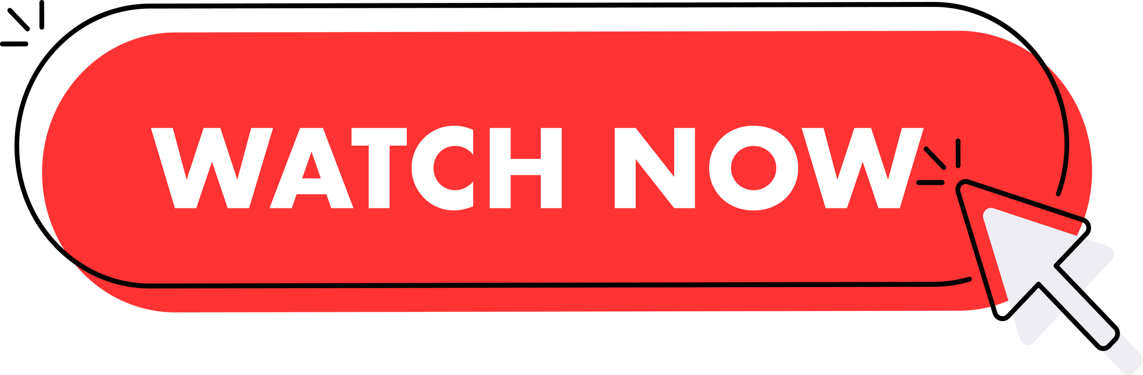 Set of Watch now button. Hand pointer clicking. Watch now web buttons